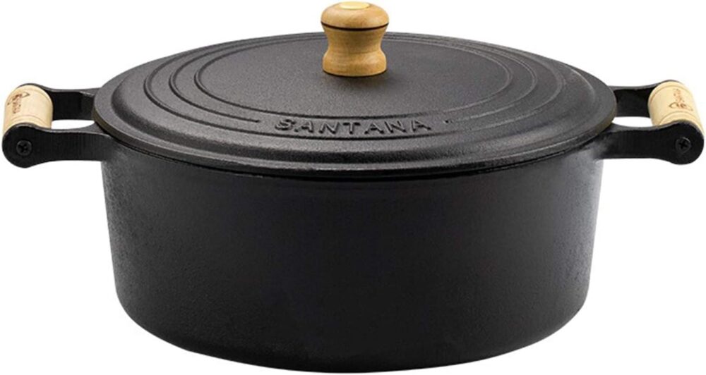 Panela Caçarola De Ferro Fundido e Cabo De Madeira 4,8l Ø 25...