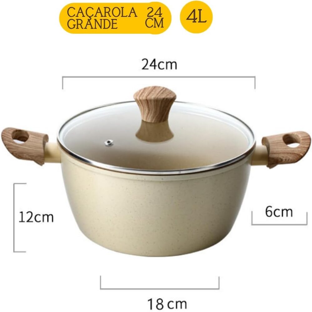 Panela Caçarola Com Tampa Revestimento Cerâmico Antiaderente... - Image 7