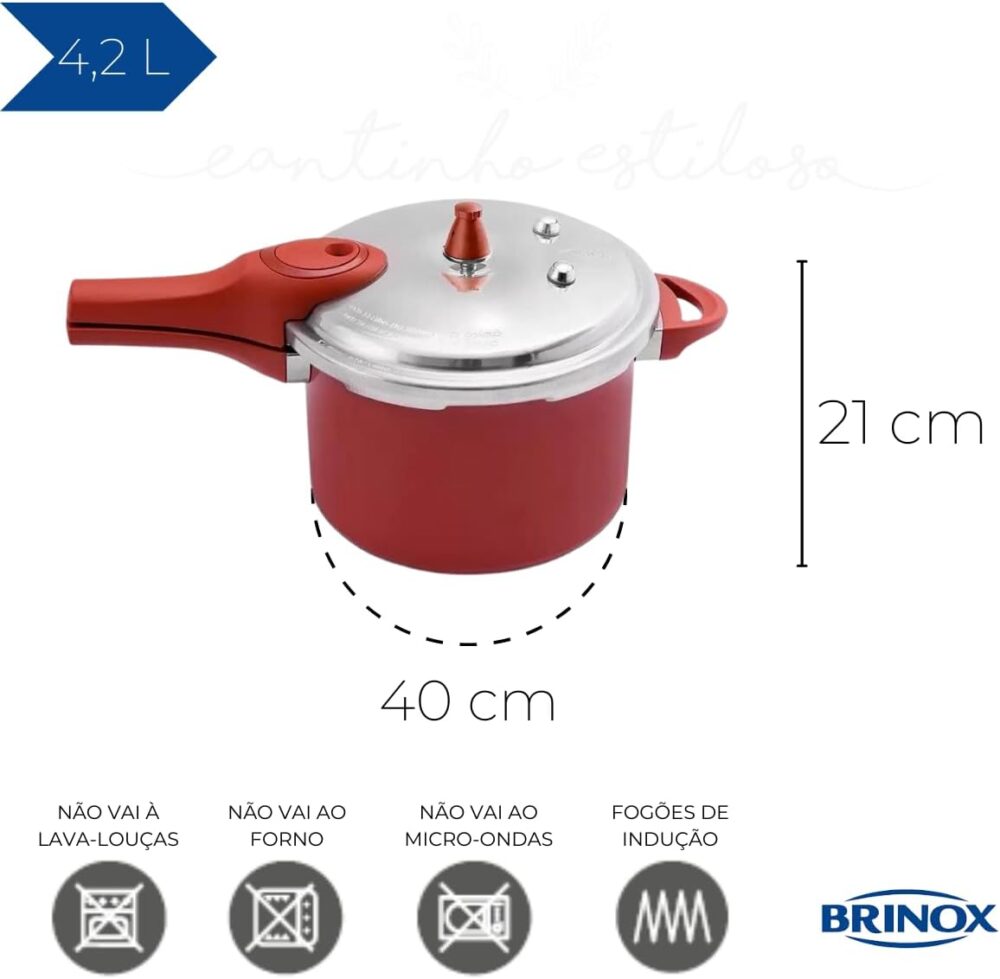 Panela de Pressão Cerâmica Life Pressure C/Indução 4,2L Carm... - Image 3