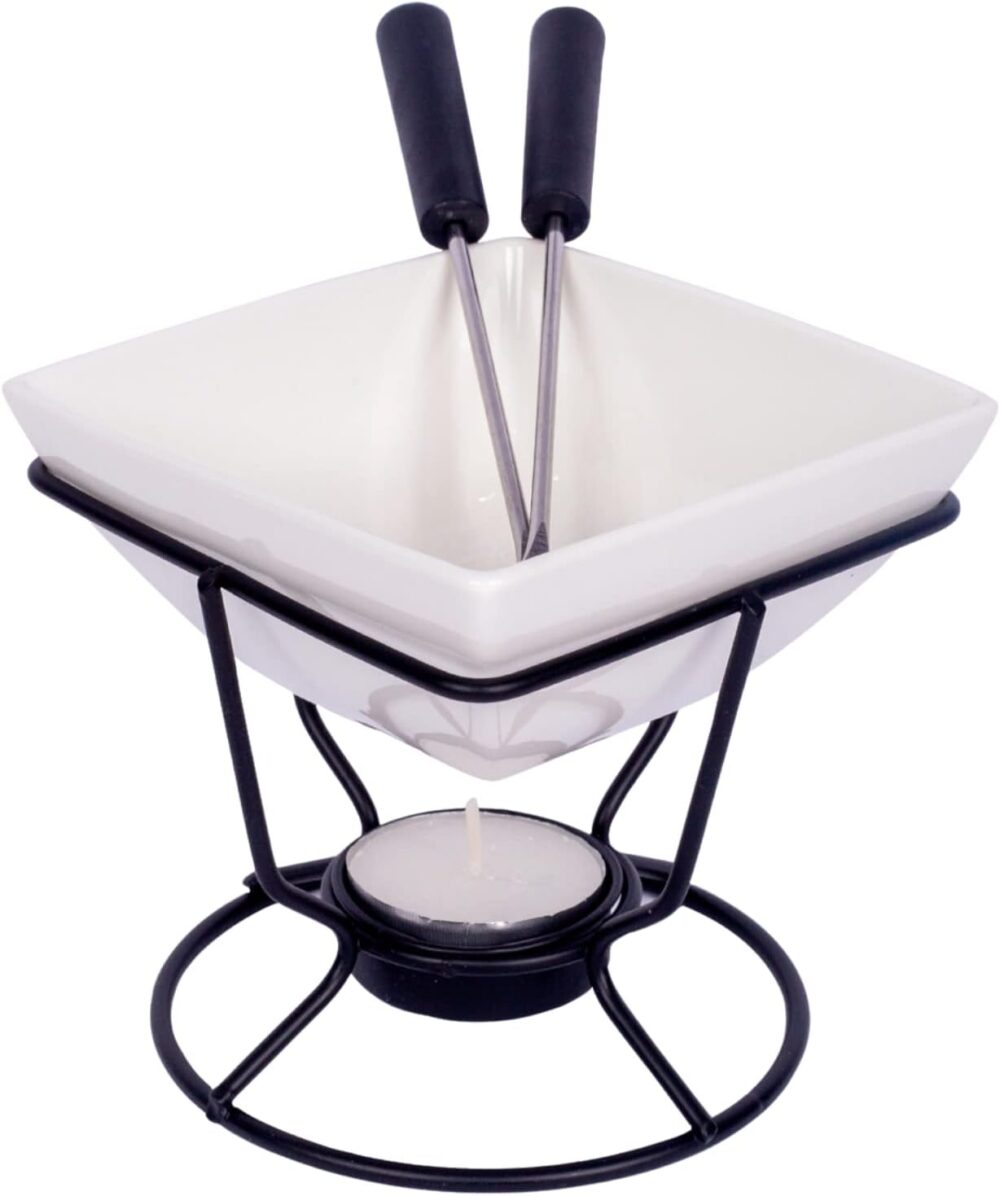 Conjunto Fondue Em Cerâmica Quadrado 7 Peças 200ml Chocolate... - Image 5
