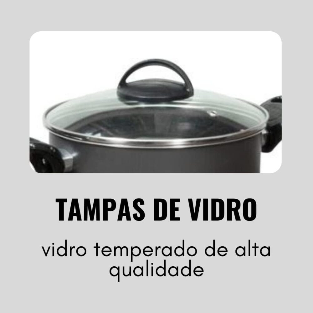 CONJUNTO DE PANELAS TEFLON ELEGAN PRETO 8 PEÇAS MARPAL - Image 8