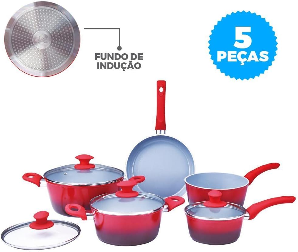 Jogo de 5 Panelas Indução 4,5mm Ceramic Class Home - Image 2