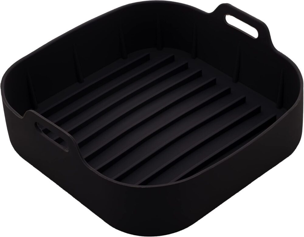 Panela de Silicone Quadrada Preta Para Fritadeira Microondas...