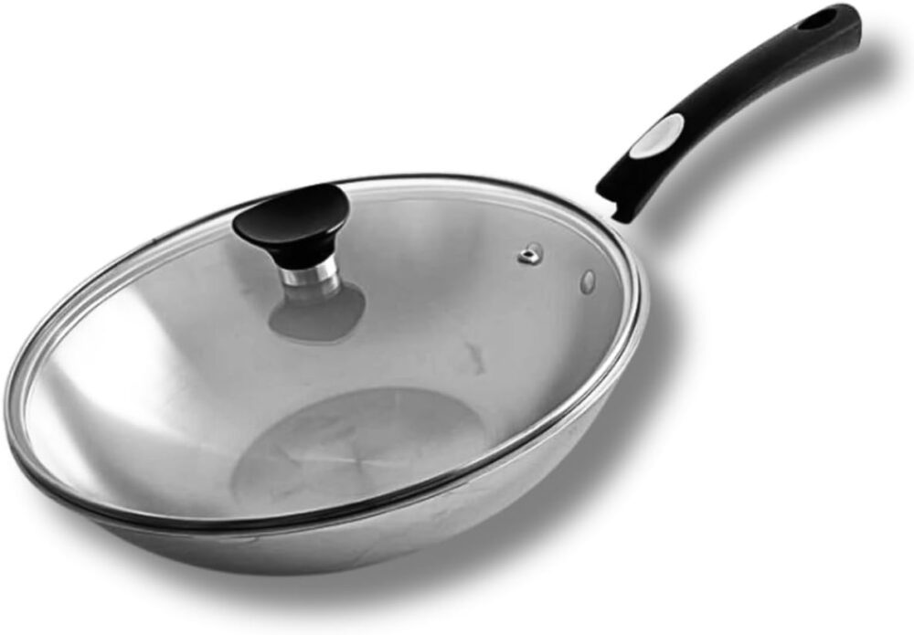Panela Wok Tramontina 28Cm Fundo Triplo Indução Com Tampa de...