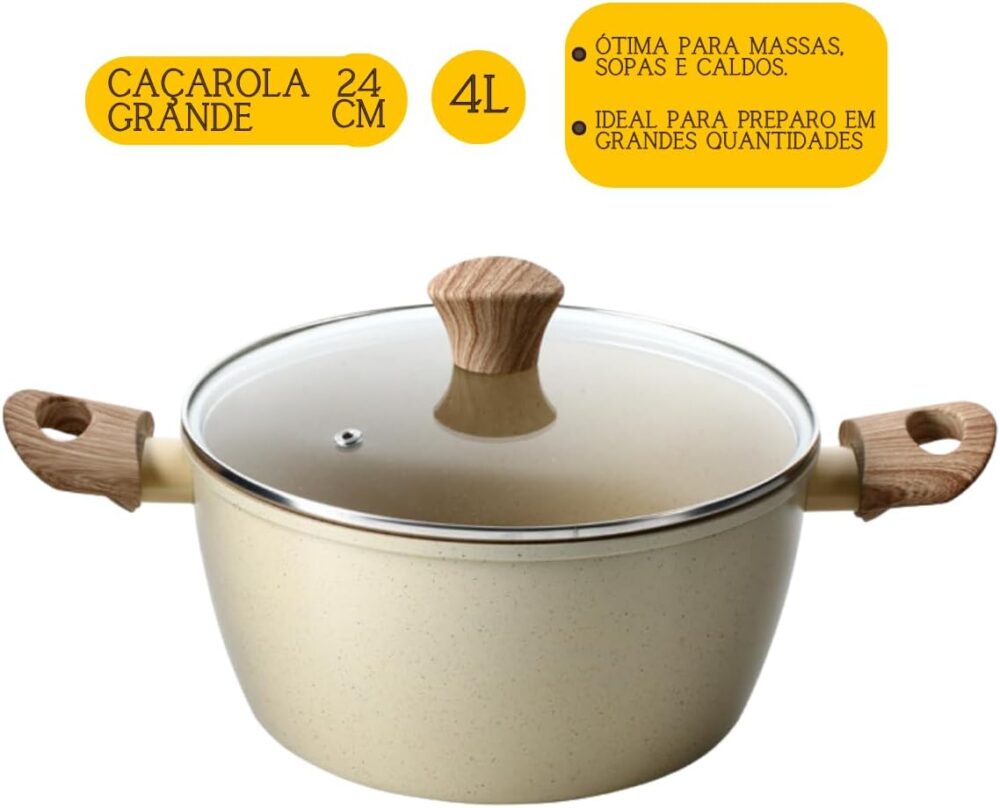 Panela Caçarola Com Tampa Revestimento Cerâmico Antiaderente... - Image 2