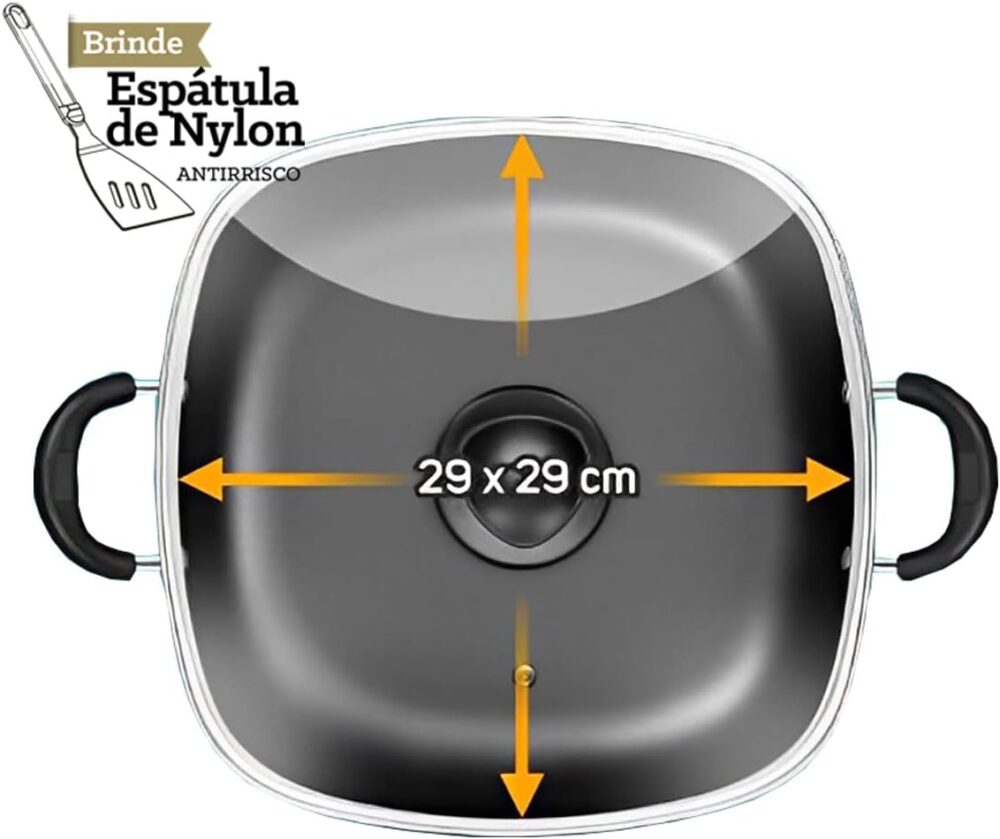 Frigideira Wok Quadrada 2 Alças N°29 Antiaderente Cobre Pato... - Image 4