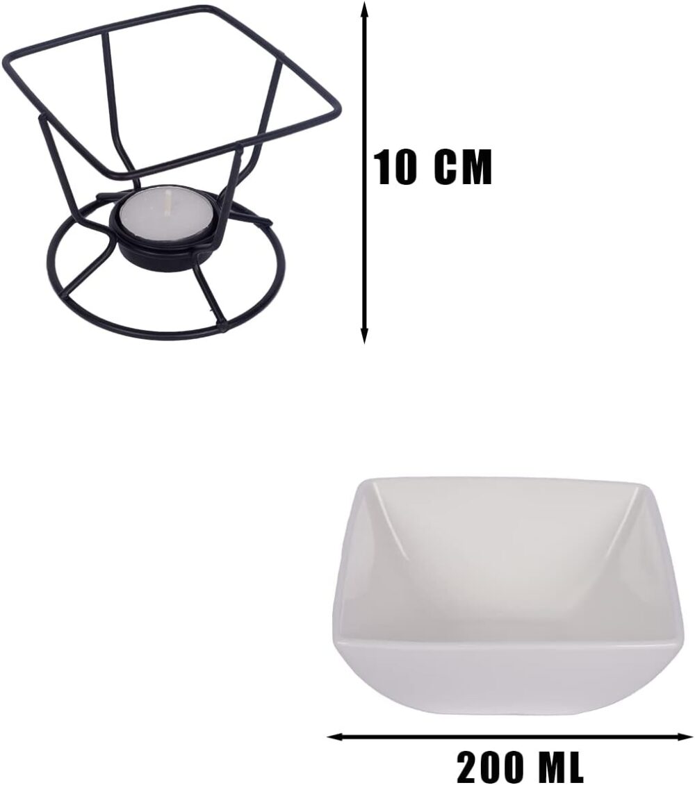 Conjunto Fondue Em Cerâmica Quadrado 7 Peças 200ml Chocolate... - Image 4