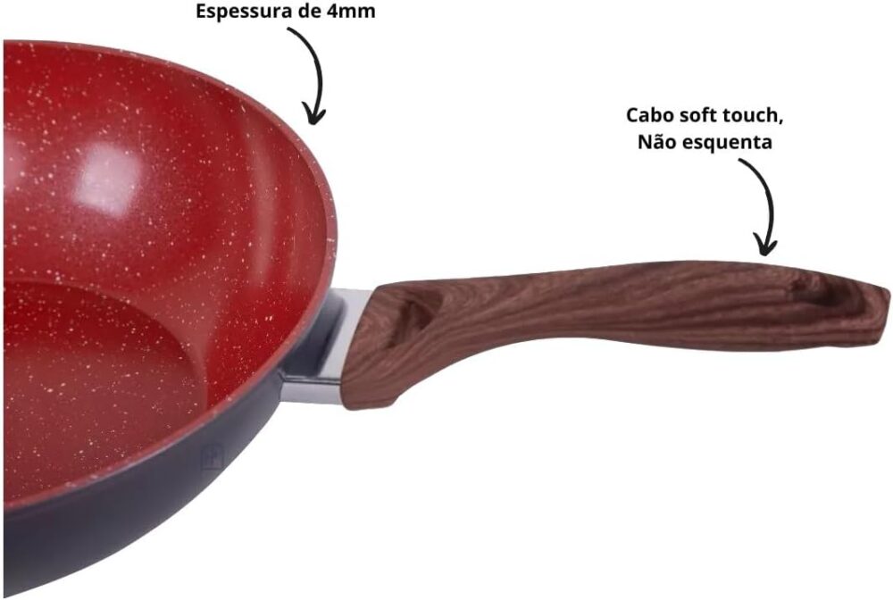 Frigideira Wok Nanocerâmica Antiaderente com Tampa 28cm 3,5L - Image 2