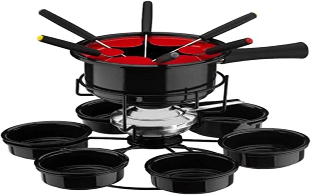 Conjunto Fondue Carroussel Viena Esmaltado 16 peças Preto 1L...