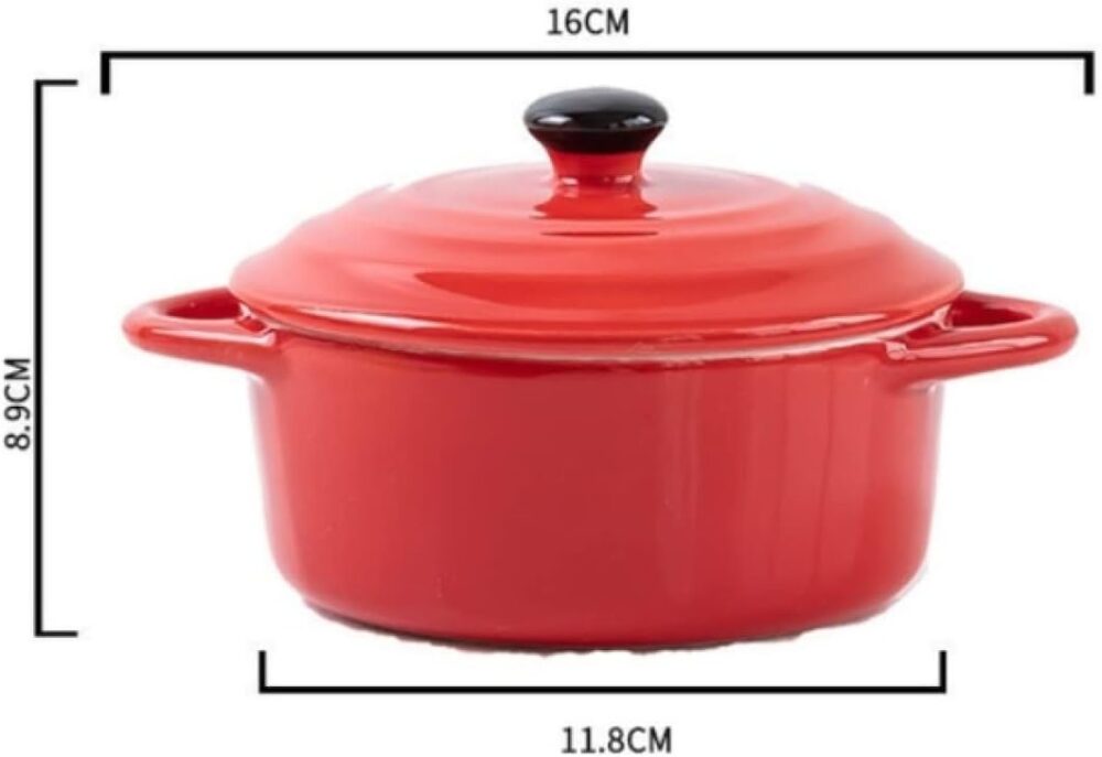 Mini Caçarola Gourmet Redonda Em Porcelana Vermelha 500ml - Image 3