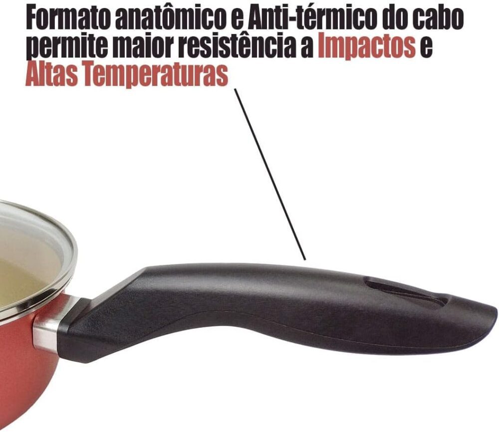 Frigideira 24cm Antiaderente Cereja com Dourado Com tampa de... - Image 4