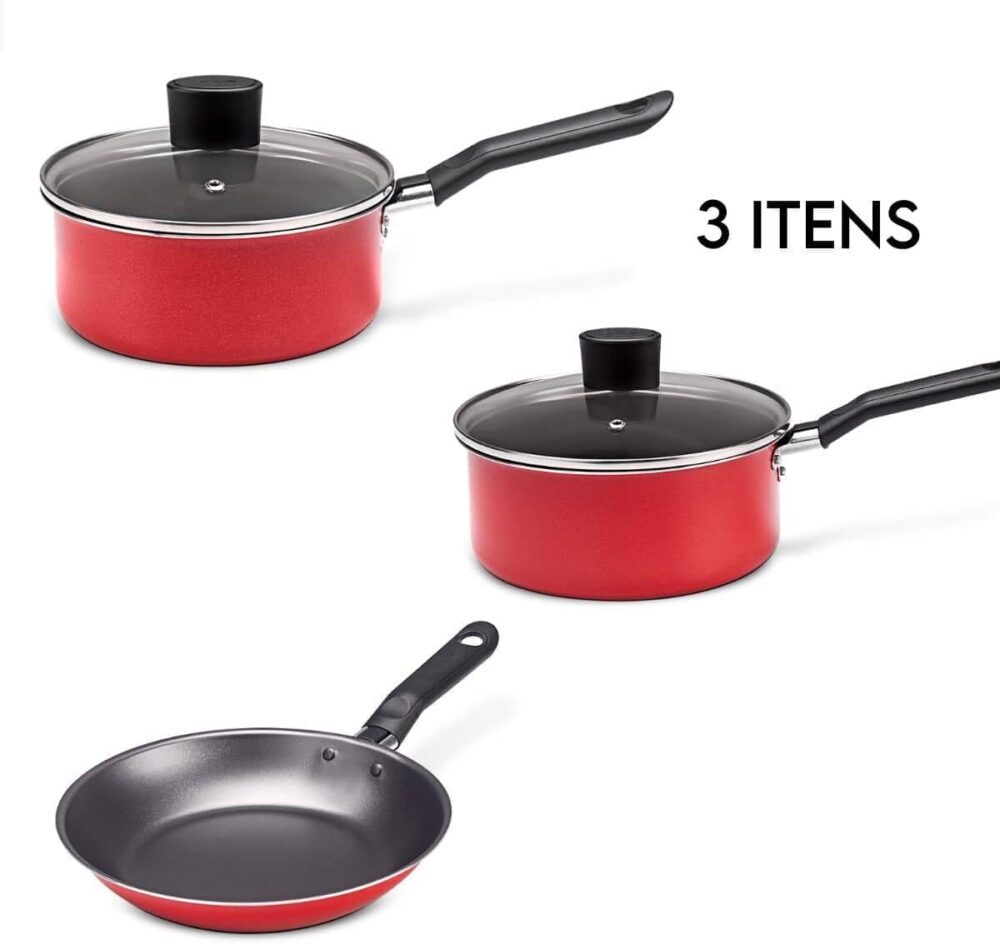 Jogo de Panelas Garlic, 3 Peças, Vermelho, Brinox - Image 2