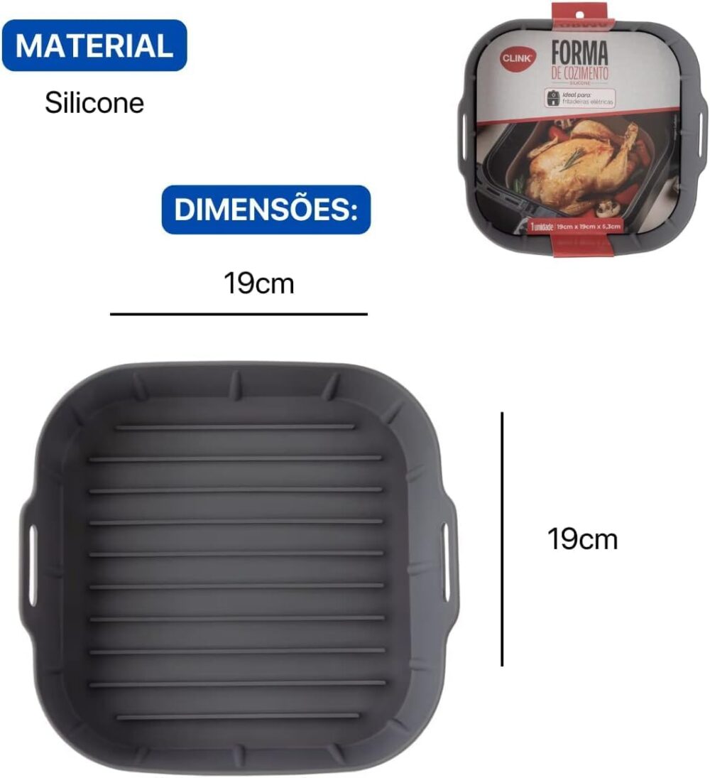 Panela de Silicone Quadrada Fritadeira Microondas C/Alça For... - Image 2