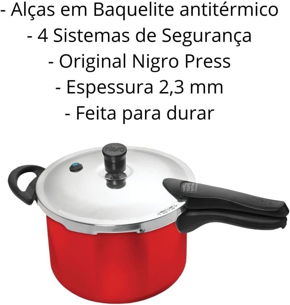 Panela de Pressão NigroPress 4,5lt (Vermelha) - Image 3