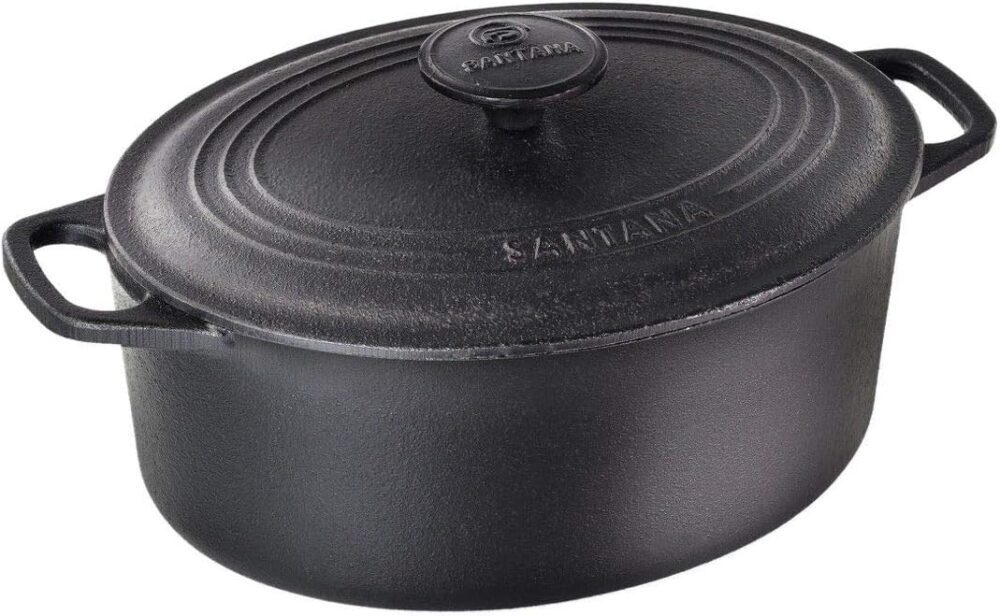 Caçarola Ferro Fundido Oval Alça E Tampa De Ferro 2,5l