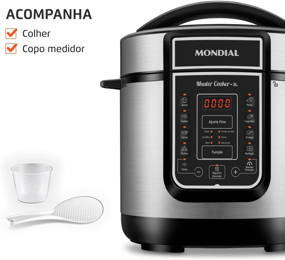 Panela de Pressão Elétrica Mondial, Master Cooker - 3L, 110V... - Image 7