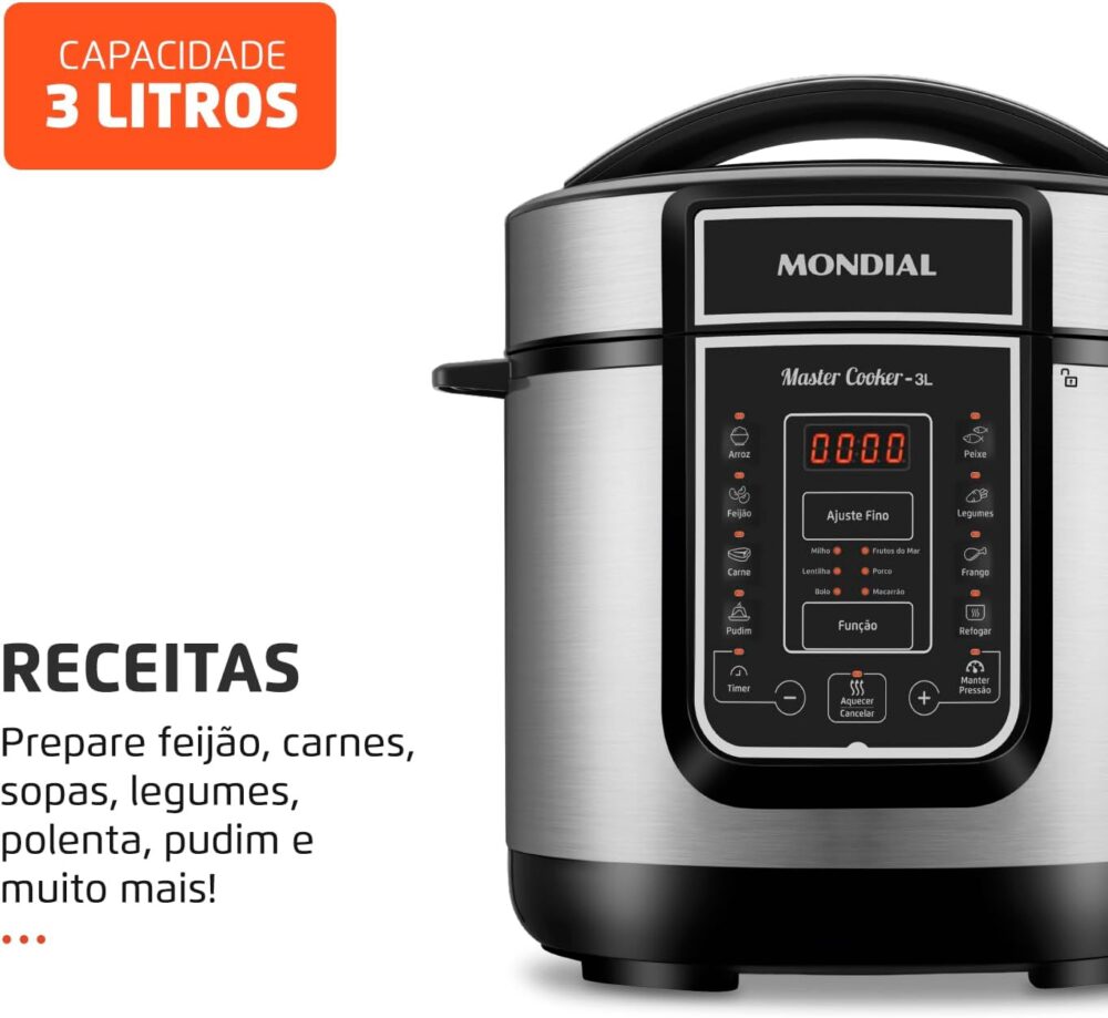 Panela de Pressão Elétrica Mondial, Master Cooker - 3L, 110V... - Image 2