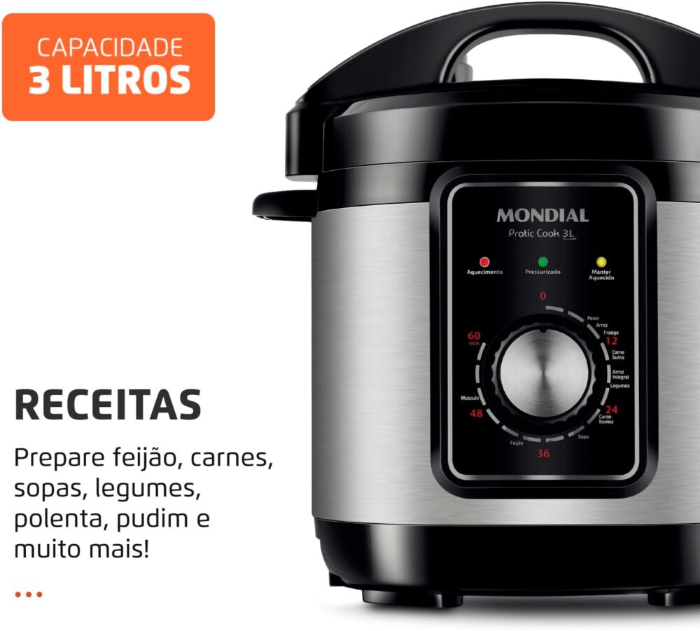 Panela de Pressão Elétrica Mondial, Pratic Cook 3L, 110V, Pr... - Image 2
