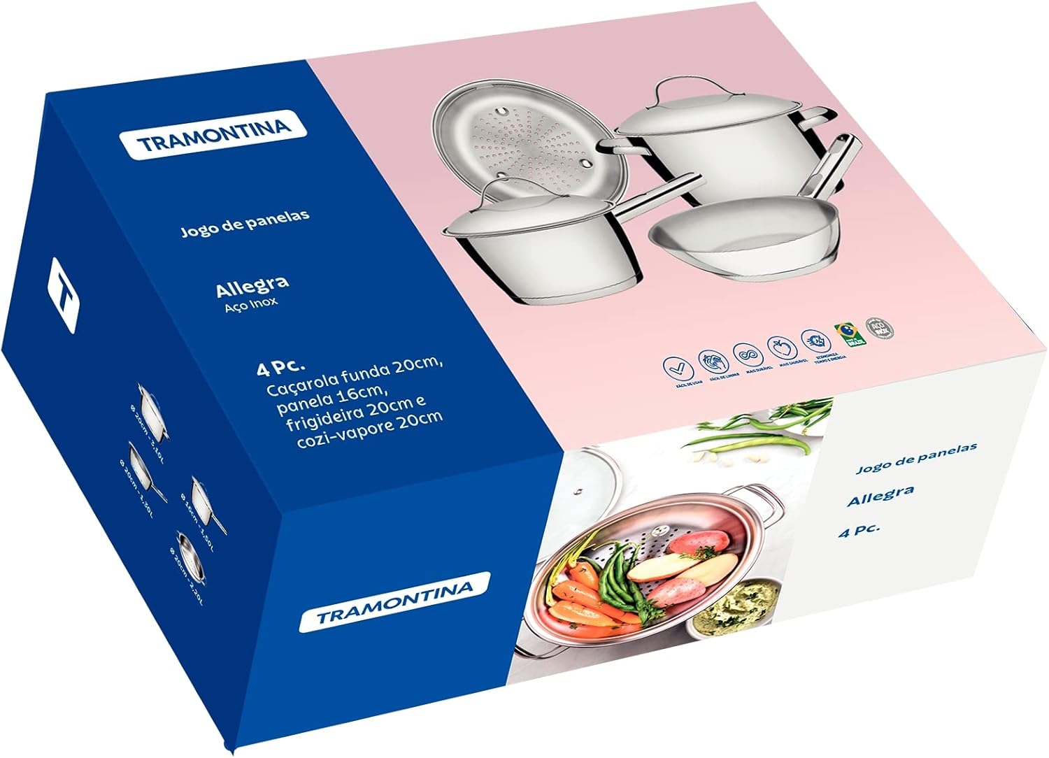 Jogo de Panelas Tramontina Allegra em Aço Inox com Fundo Tri... - Image 3