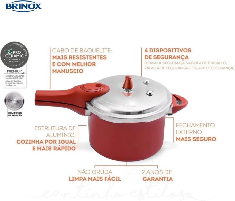 Panela de Pressão Cerâmica Life Pressure C/Indução 4,2L Carm... - Image 6