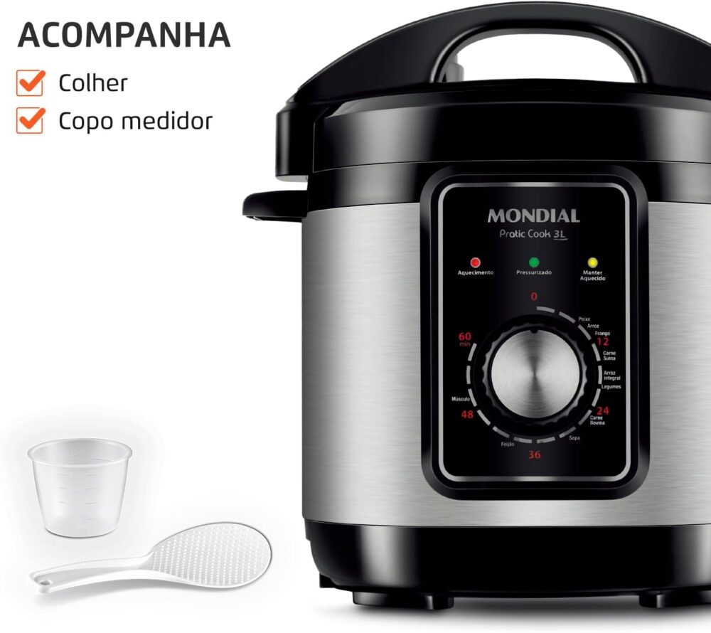 Panela de Pressão Elétrica Mondial, Pratic Cook 3L, 110V, Pr... - Image 8