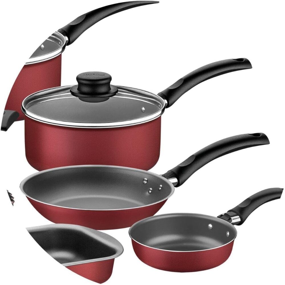 Kit para Cozinha 12 Peças com Jogo de Panelas Vermelho e Ute... - Image 6