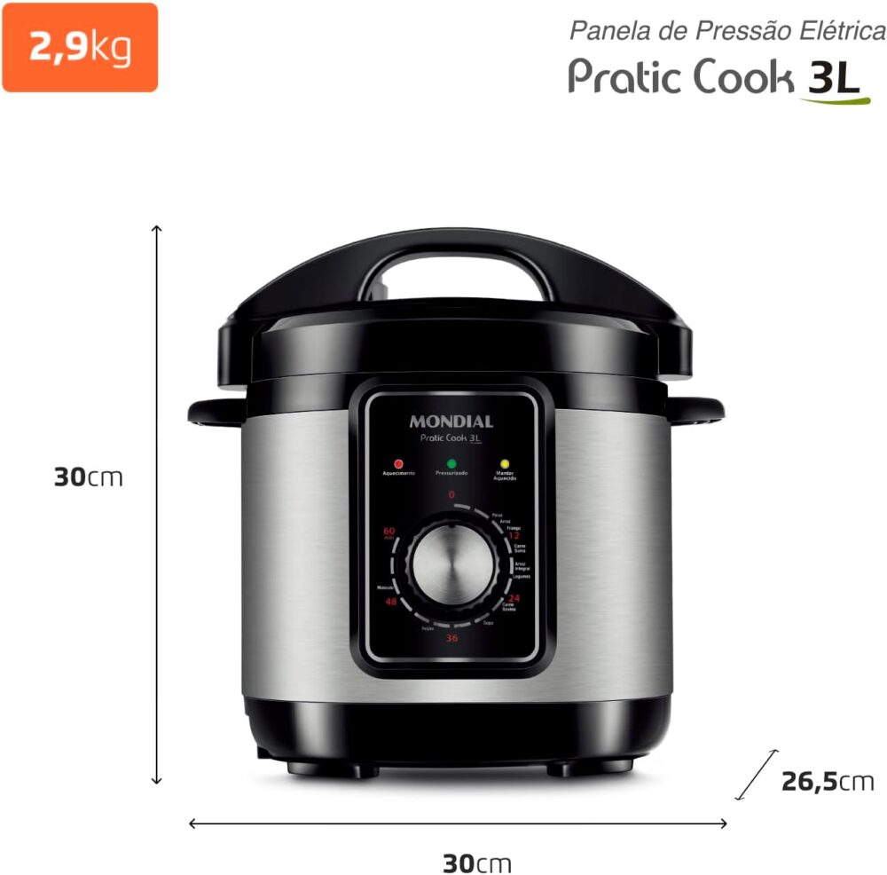 Panela de Pressão Elétrica Mondial, Pratic Cook 3L, 110V, Pr... - Image 9