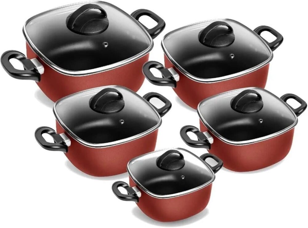 Conjunto de Panelas Quadrada Caçarola 5 Peças Antiaderente V...