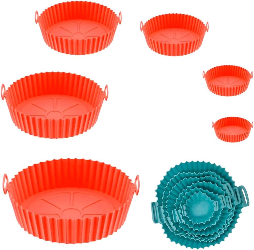 Kit 6 Peças Formas De Silicone Reutilizável Para Air Fryer T...