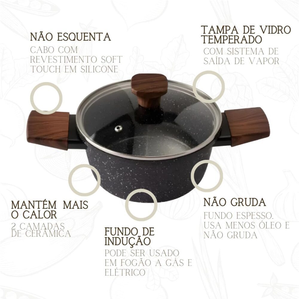 Jogo de Panelas Caçarola Frigideira Com Tampa Antiaderente R... - Image 2