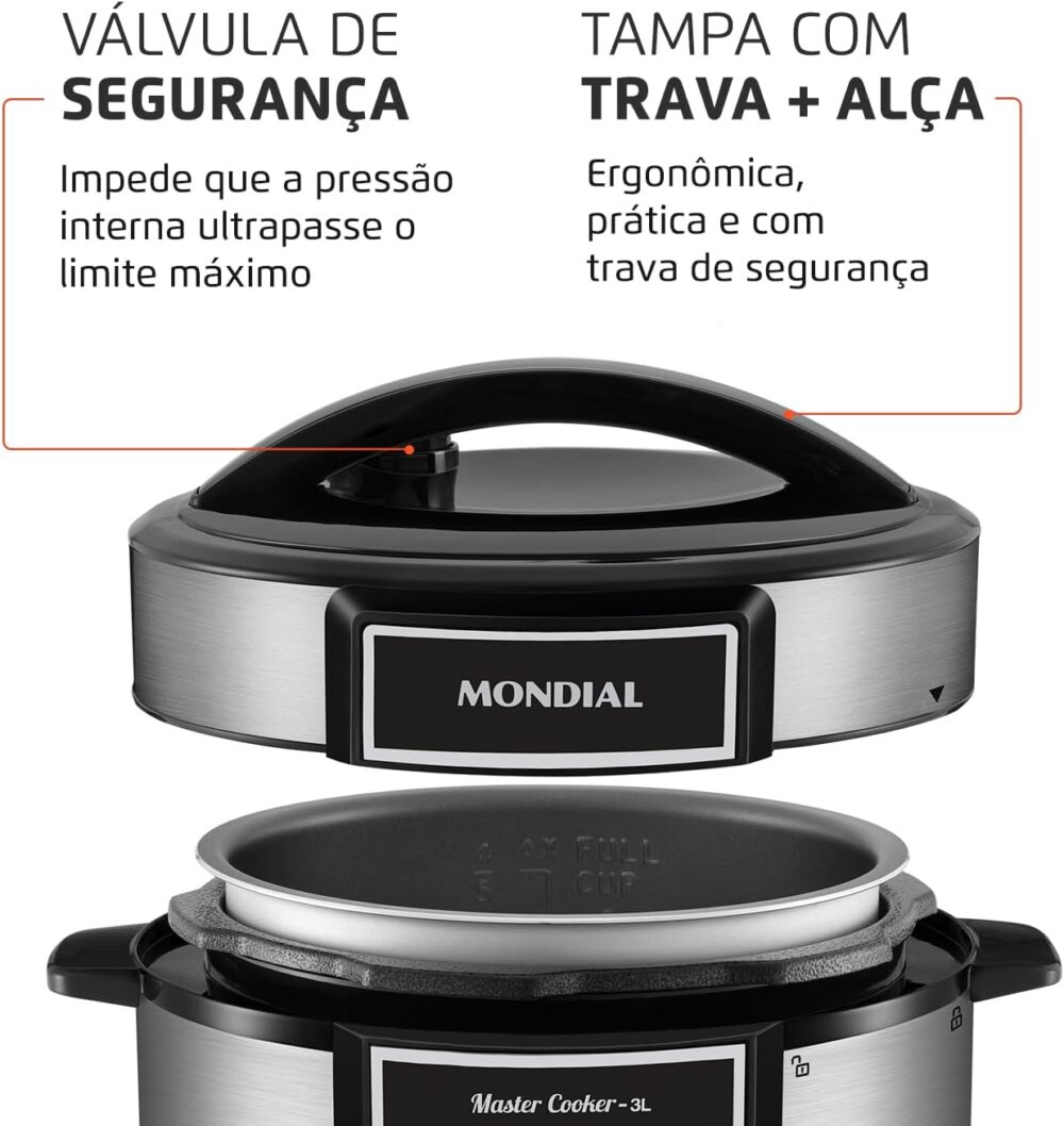 Panela de Pressão Elétrica Mondial, Master Cooker - 3L, 110V... - Image 6