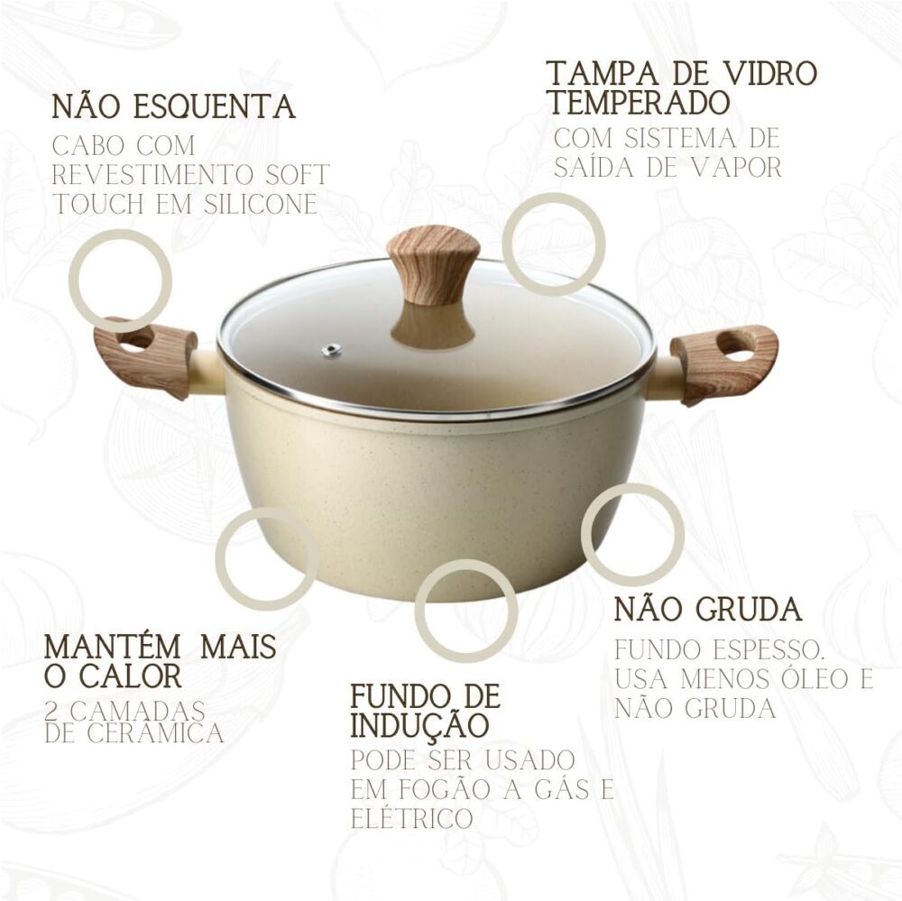 Panela Caçarola Com Tampa Revestimento Cerâmico Antiaderente... - Image 3