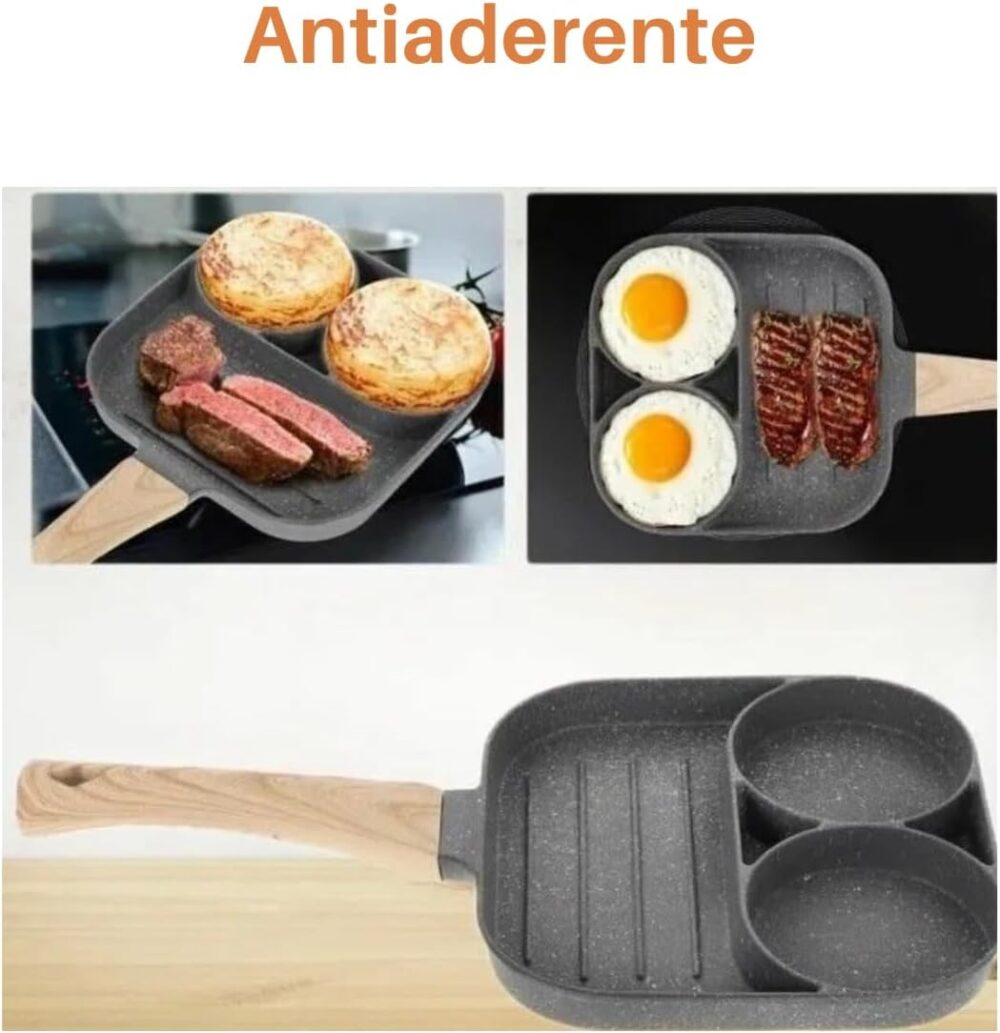 Frigideira Antiaderente 3 em 1 Sem Óleo Frigideira para Fogã... - Image 4