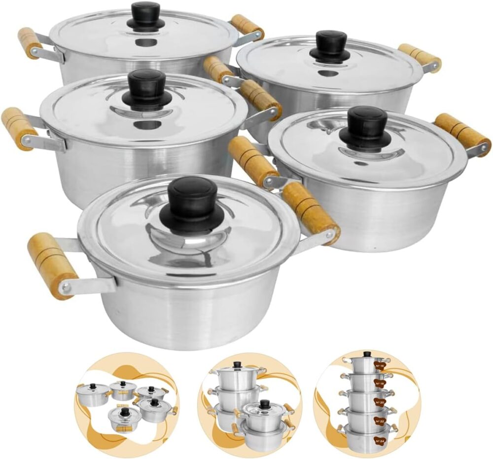 Jogo De Panelas Aluminio Batido Grosso Conjunto 5 Caçarolas
