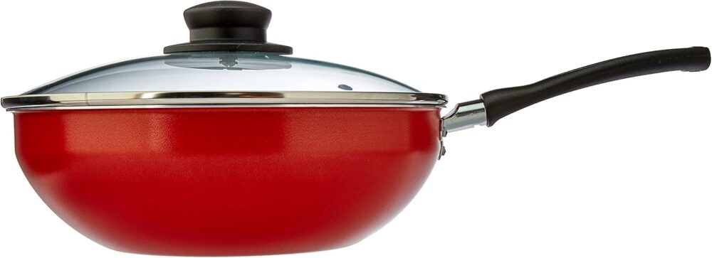 Aluminio Oliveira Wok Luxury Red N. 24 com Tampa - Image 3