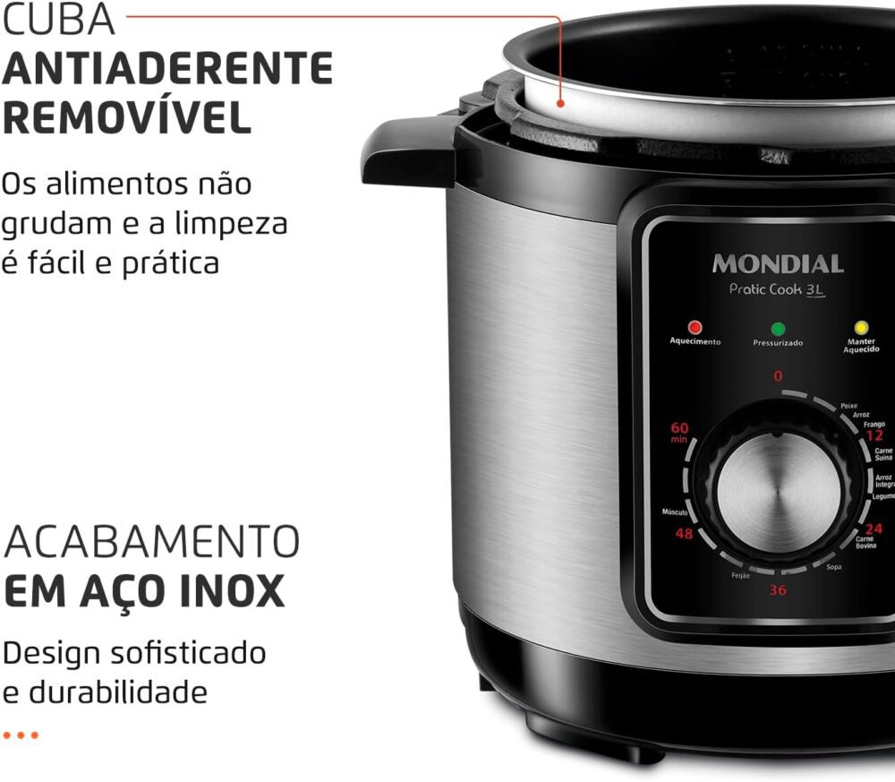 Panela de Pressão Elétrica Mondial, Pratic Cook 3L, 110V, Pr... - Image 6