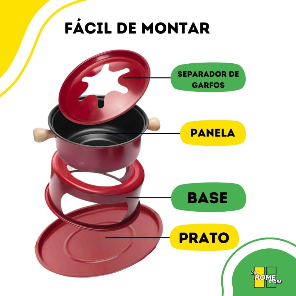 Kit Jogo Panela Conjunto Fondue 11 Peças Aço Inox e Madeira ... - Image 7