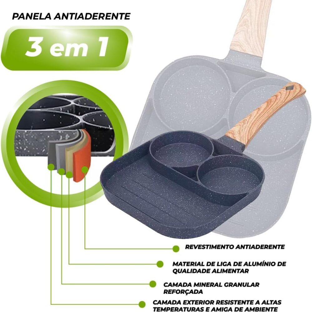 Frigideira Antiaderente 3 Em 1 Indução E Fogão Tradicional -... - Image 3