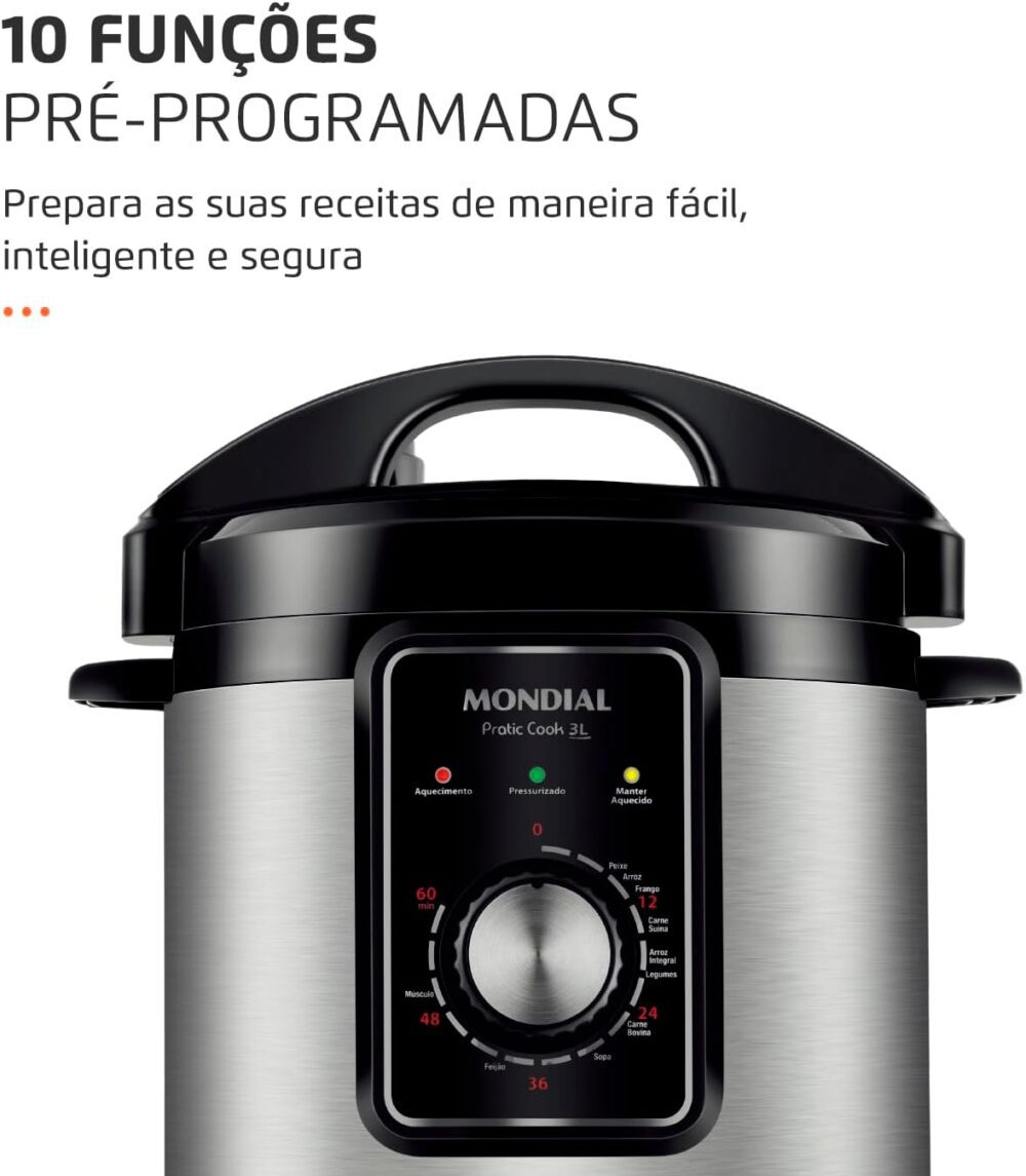 Panela de Pressão Elétrica Mondial, Pratic Cook 3L, 110V, Pr... - Image 3