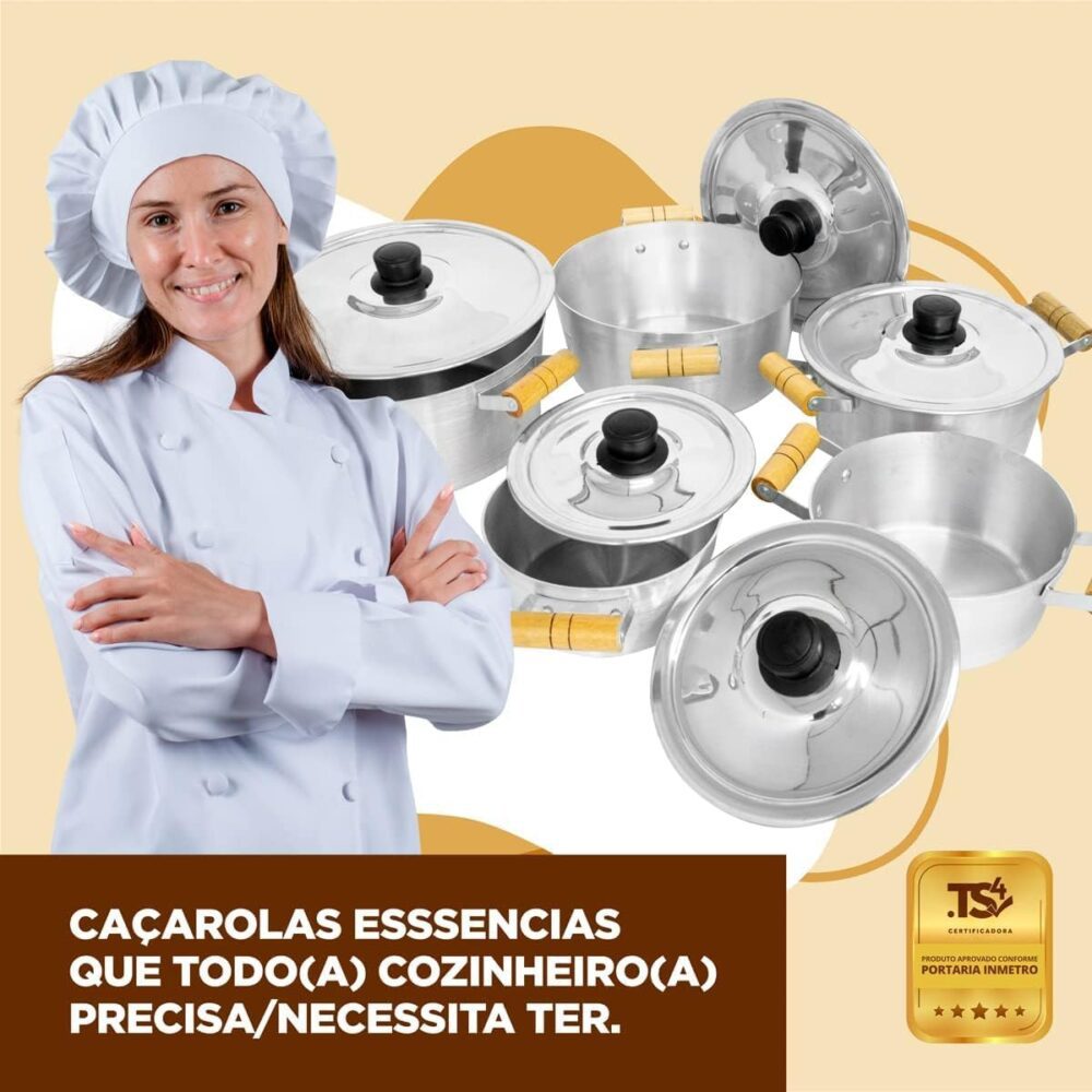 Jogo De Panelas Aluminio Batido Grosso Conjunto 5 Caçarolas - Image 5
