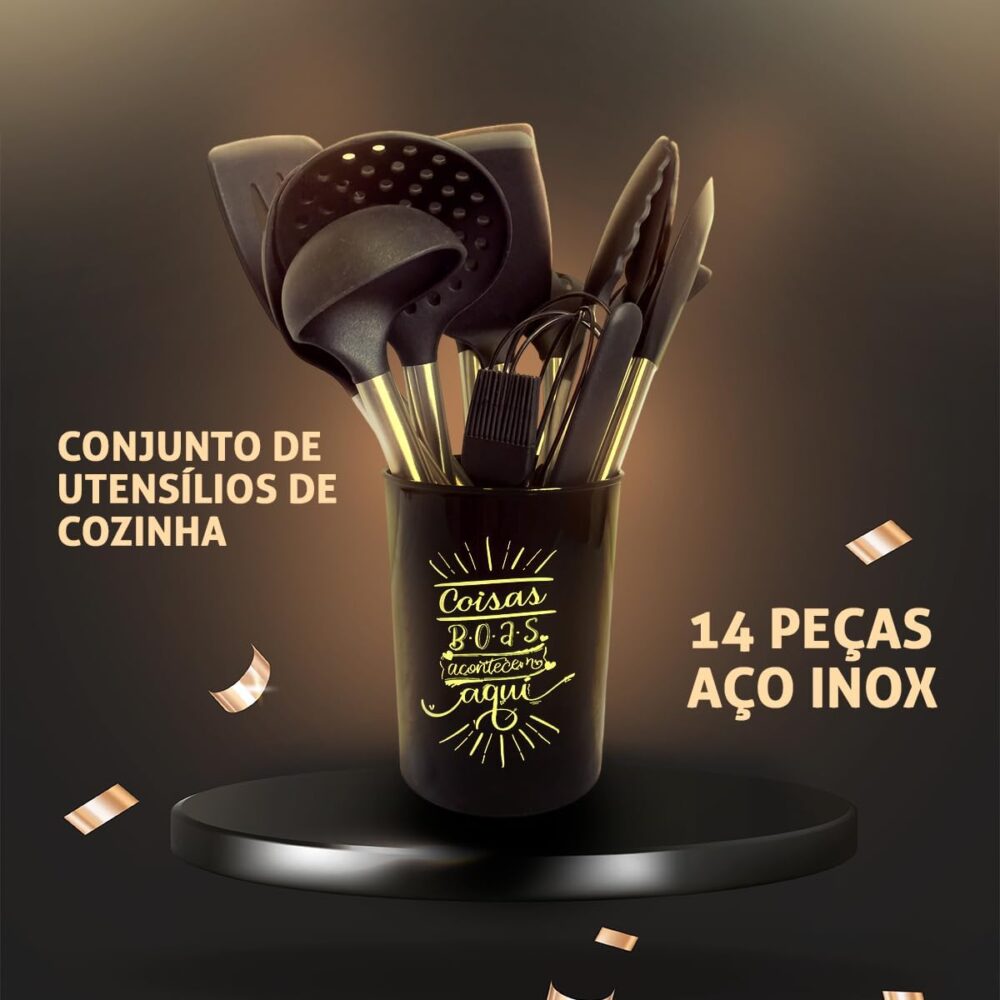 Kit Para Cozinha 14 Peças Utensílios De Silicone Antiaderent... - Image 3
