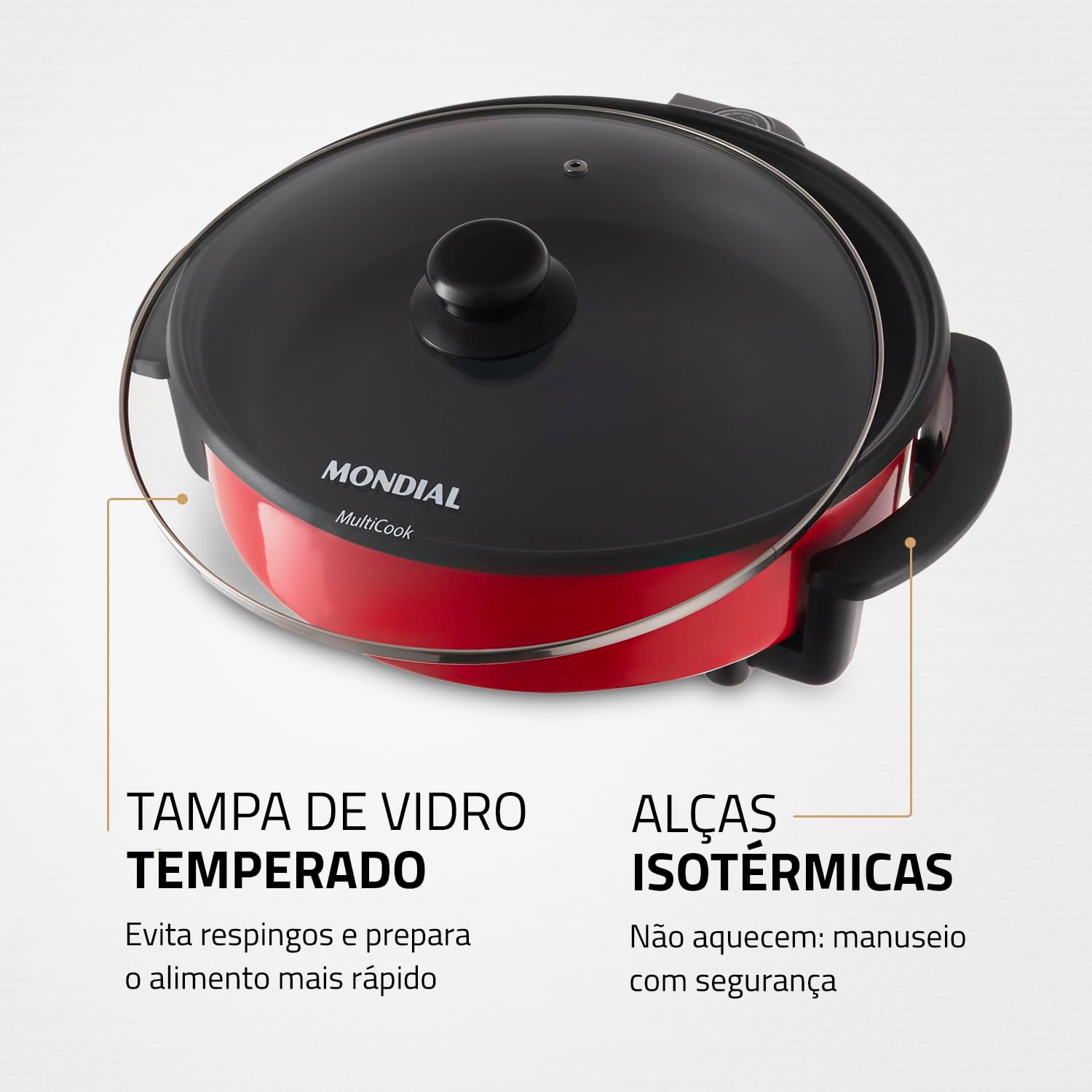 Panela Elétrica Redonda, Mondial, Vermelho, 1200W, 220V - PE... - Image 6
