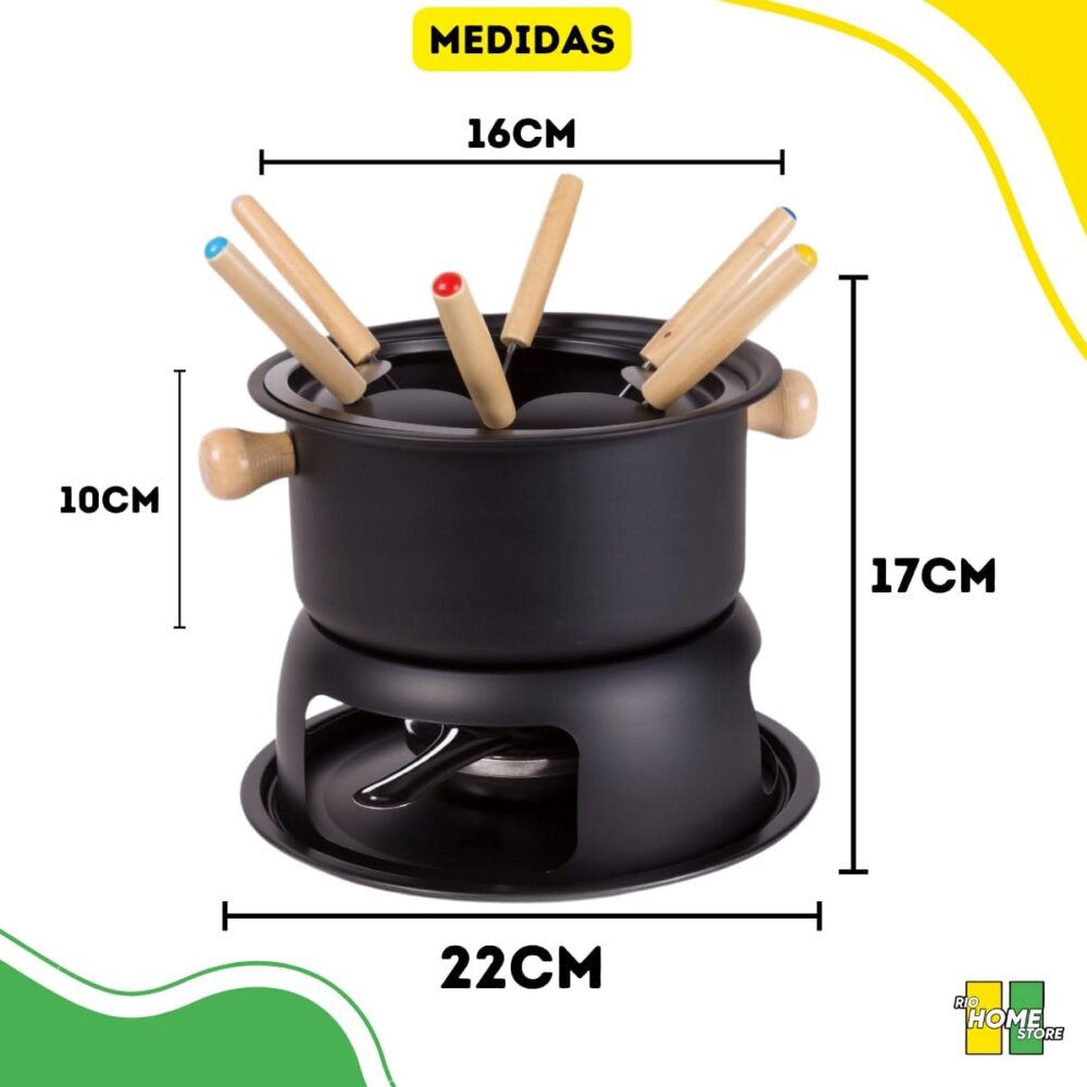 Kit Jogo Panela Conjunto Fondue 11 Peças Aço Inox e Madeira ... - Image 3