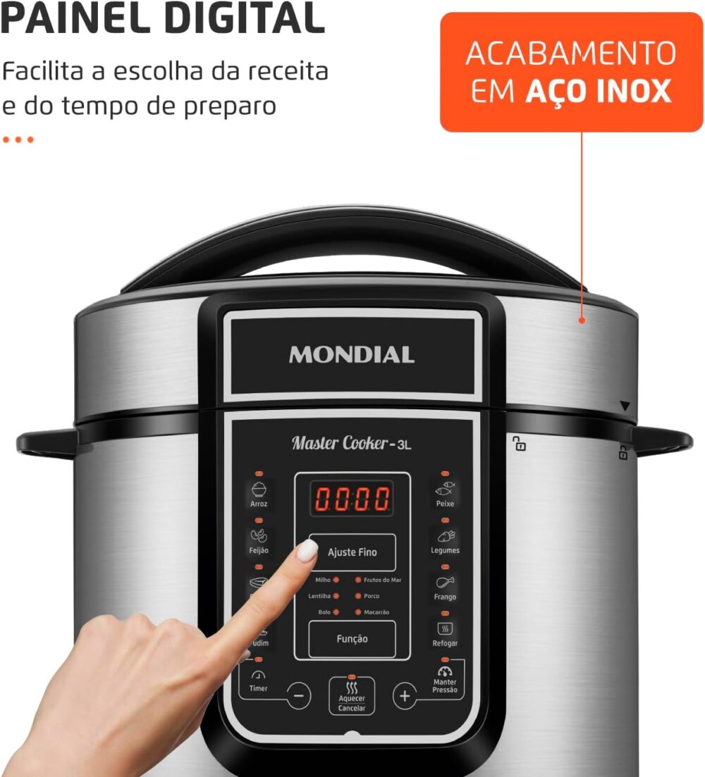 Panela de Pressão Elétrica Mondial, Master Cooker - 3L, 110V... - Image 5