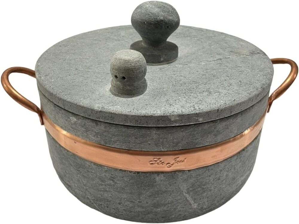 Panela de Pressão Pedra Sabão Alça de Cobre com Pino 3,6 L