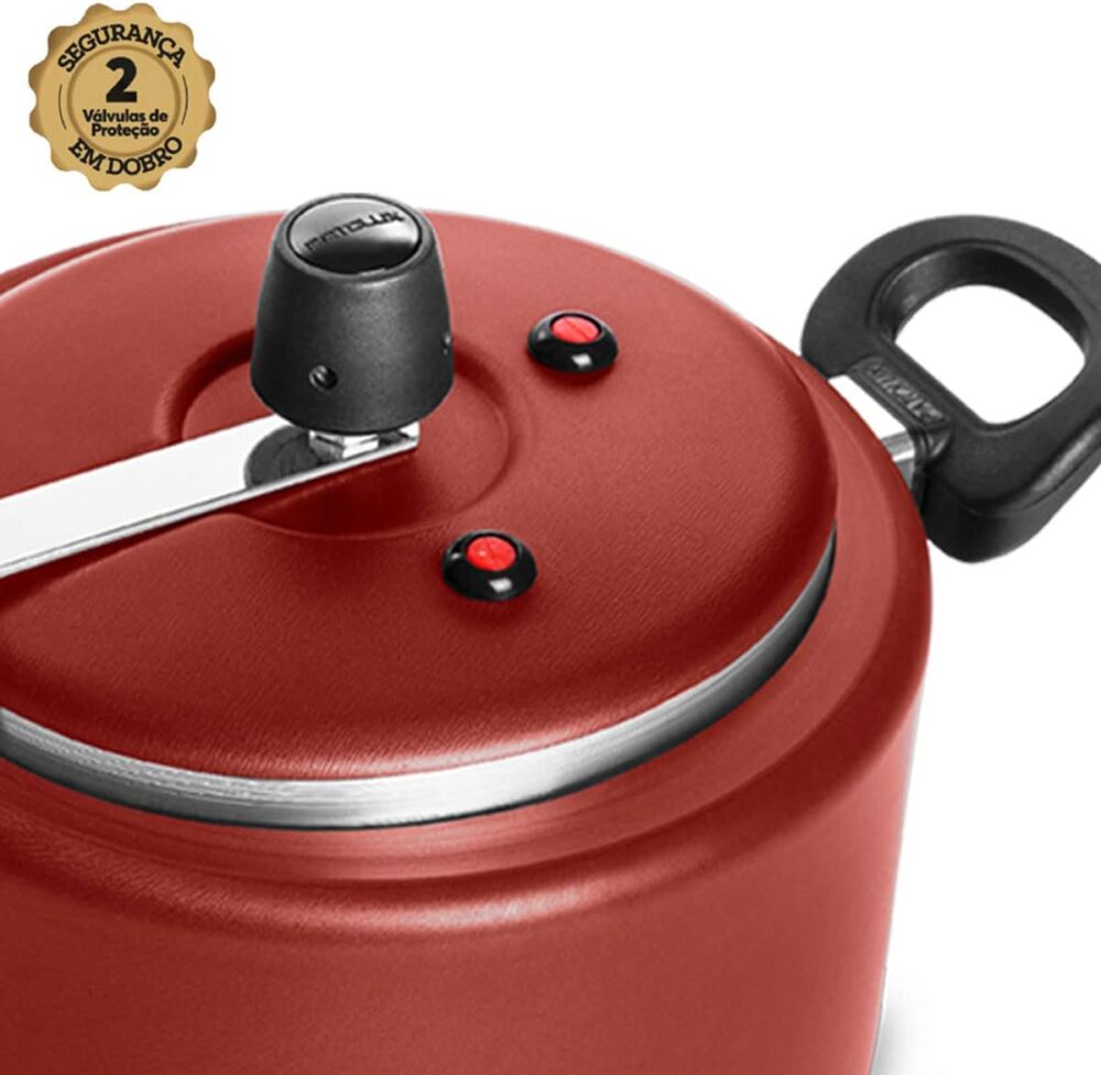 Panela de Pressão 5 Litros 2 Válvulas Antiaderente Vermelho/... - Image 3