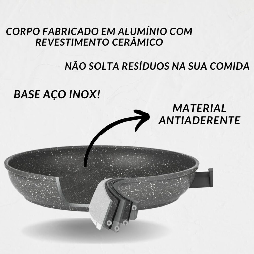 Frigideira Antiaderente 28cm em Alumínio com Revestimento Ce... - Image 4