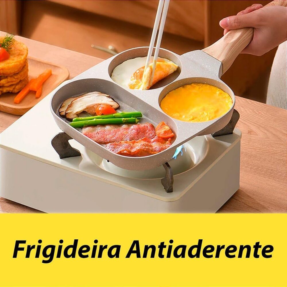 Frigideira Antiaderente Ovo 3 Em 1 Divisórias Hambúrguer, Om... - Image 3