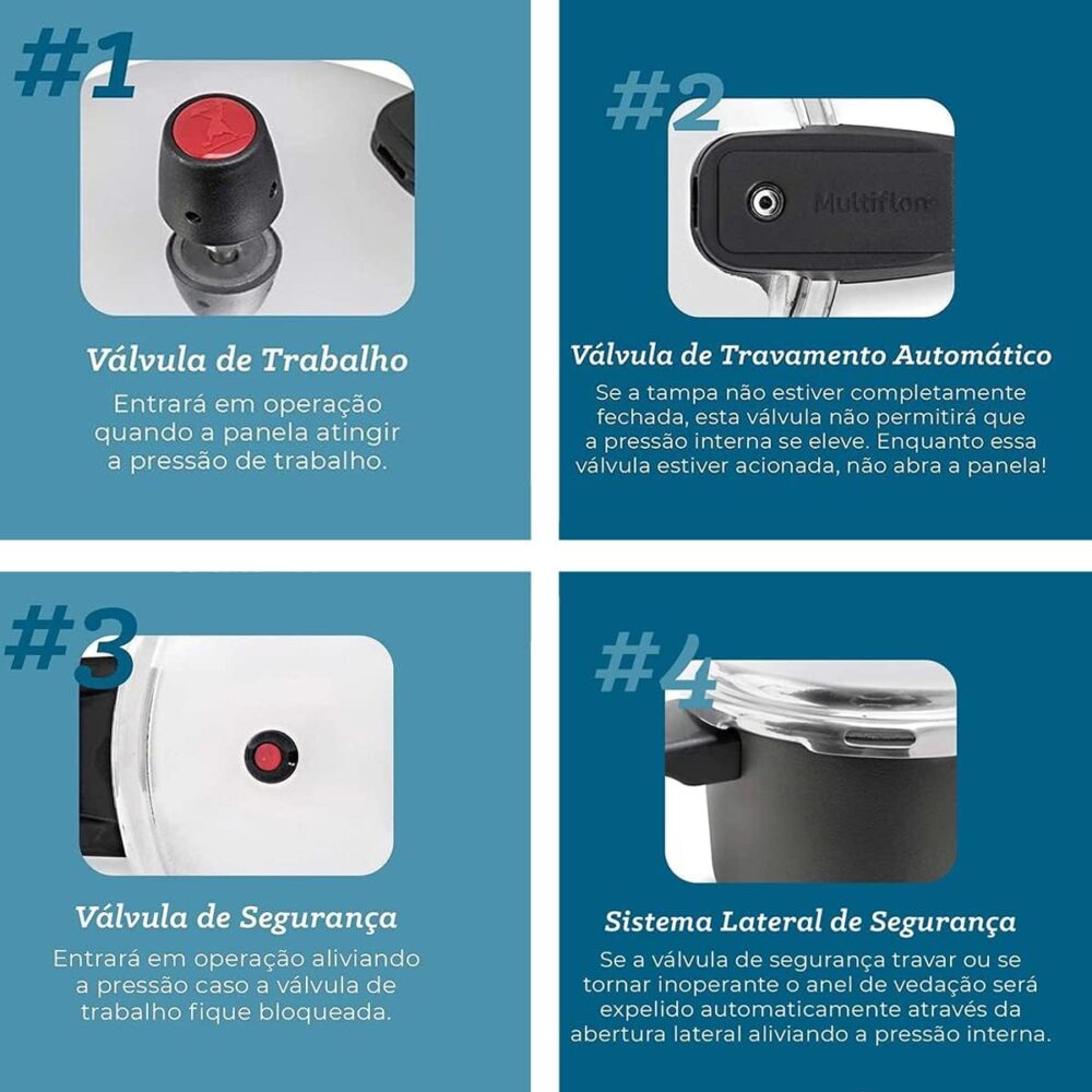 Multiflon Panela de Pressão 4,5 Litros Aluminio Antiaderente... - Image 6