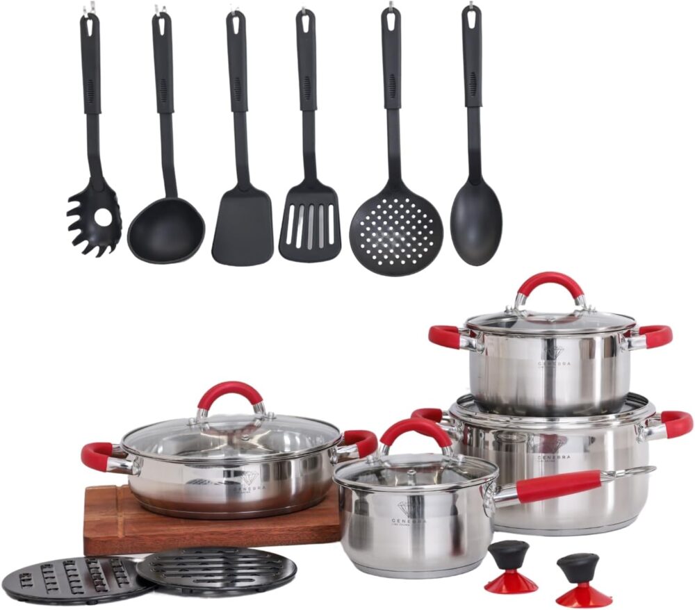 Kit Completo de Cozinha, Panelas Inox, 18 Peças, Aço Inoxidá...